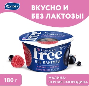 Изображение товара Йогурт Viola Free Малина и Черная смородина 2.7% без лактозы 180г