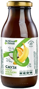 Изображение товара Смузи Зеленая линия фруктовый Банан-Апельсин-Кокос 300мл