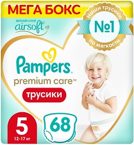 Изображение товара Подгузники трусики Pampers Premium Care 5 размер / 12-17кг ультрамягкие 68шт