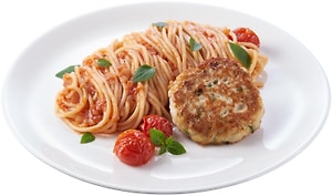 Изображение товара Оладьи куриные Creative Kitchen со спагетти и томатным соусом 250г