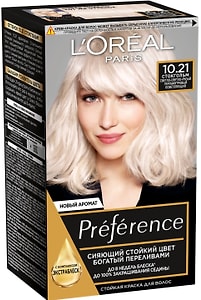 Изображение товара Краска для волос Loreal Paris recital Preference 10.21 Стокгольм светло-светло-русый перламутровый осветляющий