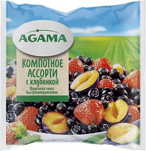 Изображение товара Ассорти компотное Agama с клубникой фруктовая смесь 300г