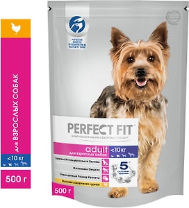 Изображение товара Сухой корм для собак Perfect Fit полнорационный для мелких и миниатюрных пород старше одного года с курицей 500г