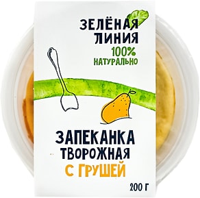 Изображение товара Запеканка Маркет Зеленая линия творожная с грушей 200г