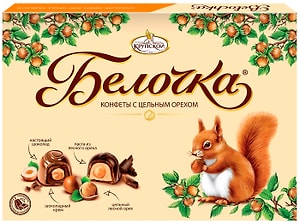 Изображение товара Набор конфет Белочка с цельным фундуком 160г в ассортименте