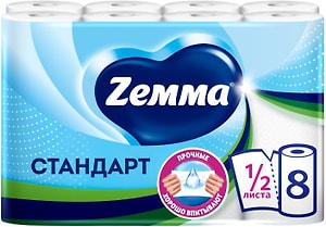 Изображение товара Бумажные полотенца Zemma Стандарт 8 рулонов