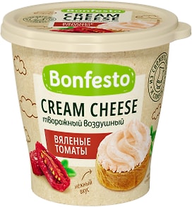Изображение товара Сыр Bonfesto творожный Cream Cheese воздушный Вяленые томаты 65% 125г