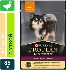 Изображение товара Влажный корм для собак Pro Plan OptiSavour с уткой 85г