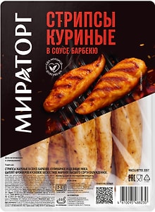 Изображение товара Стрипсы куриные Мираторг в соусе барбекю 200г