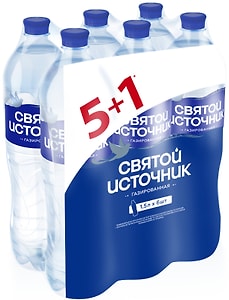 Изображение товара Вода Святой Источник питьевая газированная 6*1.5л