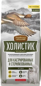 Изображение товара Сухой корм для стерилизованных кошек и котов Деревенские лакомства Холистик Премьер с уткой 2кг