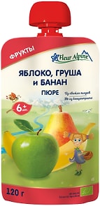 Изображение товара Пюре Fleur Alpine Organic Яблоко груша и банан с 6 месяцев 120г