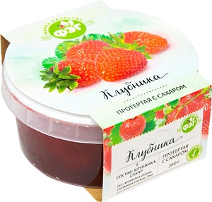 Изображение товара Клубника ФЭГ протертая с сахаром 200г