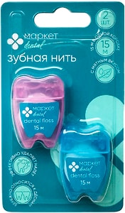 Изображение товара Зубная нить Маркет Dental вощеная с мятным вкусом 2шт