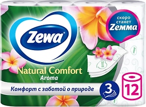 Изображение товара Туалетная Бумага Zewa Natural Comfort Aroma 12 рулонов 3 слоя