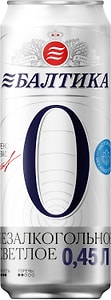Изображение товара Напиток пивной Балтика №0 безалкогольное 0.5% 0.45л