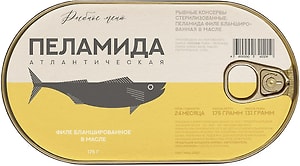 Изображение товара Пеламида Рыбное меню филе бланшированная в масле 175г