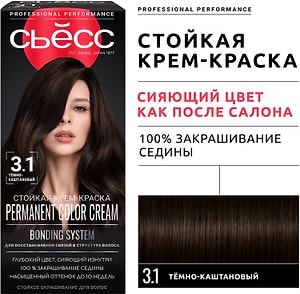 Изображение товара Крем-краска для волос Сьесс 3-1 Темно-каштановый 115мл