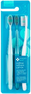 Изображение товара Набор зубных щеток Маркет Dental средней жесткости 3шт