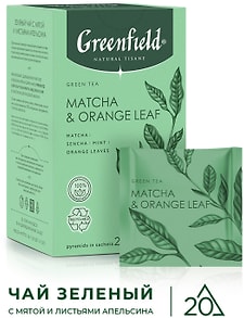 Изображение товара Чай зеленый Greenfield Natural Tisane Матча энд Оранж лиф 20*1.8г