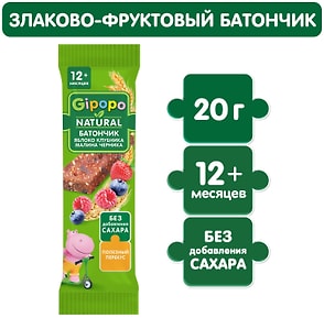 Изображение товара Батончик детский Gipopo Яблоко-Клубника-Малина-Черника с 12 месяцев 20г