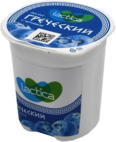 Изображение товара Йогурт Lactica двухслойный греческий с черникой 3.4% 120г