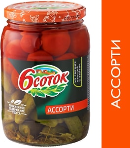 Изображение товара Ассорти 6 соток овощное Томаты и огурцы 680г