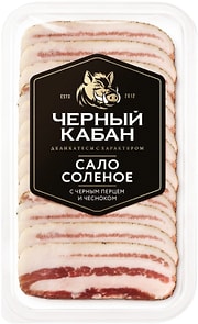 Изображение товара Сало Черный Кабан соленое с черным перцем и чесноком нарезка 95г