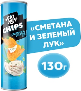 Изображение товара Чипсы Big Bon Сметана и зеленый лук 130г