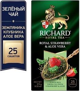Изображение товара Чай зеленый Richard Royal Strawberry-Aloe Vera 25*1.5г