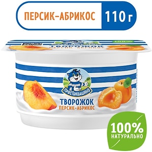 Изображение товара Творожок Простоквашино с персиком и абрикосом 3.6% 110г