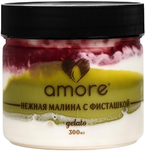 Изображение товара Мороженое Amore молочное с малиной и фисташкой 6% 300мл