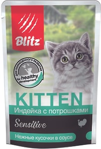 Изображение товара Влажный корм для котят Blitz Kitten Индейка с потрошками 85г