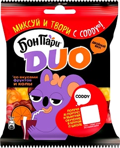 Изображение товара Мармелад Бон Пари Duo Сладкий джоуи со вкусами фруктов и колы 100г