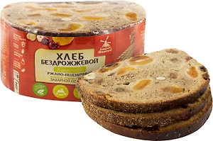 Изображение товара Хлеб Хлебное местечко Курземский ржано-пшеничный с курагой изюмом и фундуком нарезка 270г