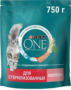 Изображение товара Сухой корм для кошек Purina ONE для стерилизованных с лососем 750г