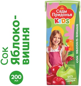 Изображение товара Сок Сады Придонья Kids Яблоко-Вишня с 5 месяцев 200мл
