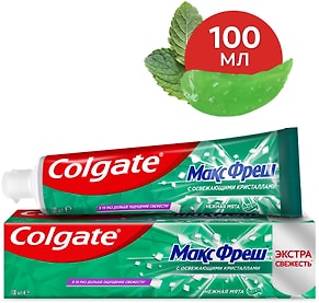 Изображение товара Зубная паста Colgate Макс Фреш Нежная мята с освежающими кристаллами для свежего дыхания и защиты от кариеса 100мл