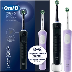 Изображение товара Зубная щетка Oral-B Vitality Pro D103.423.3H 3708  электрическая черная + дополнительная ручка