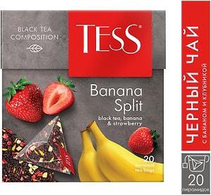 Изображение товара Чай черный Tess Banana Split с ароматом клубники и банана 20 пак