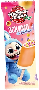 Изображение товара Мороженое Чистая Линия Эскимо пломбир с ароматом ванили с рисовыми шариками в глазури с ароматом апельсина 12% 70г