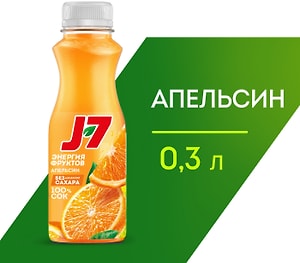 Изображение товара Сок J-7 100% Апельсиновый с мякотью 300мл