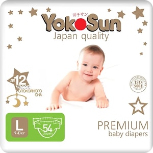Изображение товара Подгузники YokoSun Premium L 9-13кг 54шт