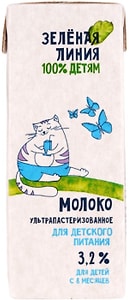 Изображение товара Молоко детское Зеленая линия 3.2% с 12 месяцев 210г