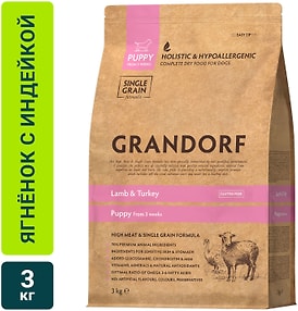 Изображение товара Сухой корм для щенков Grandorf Puppy c ягненком и индейкой 3кг