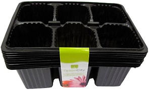 Изображение товара Мини-кассета Газонcity для рассады 6 ячеек черная 18*13.5*6см