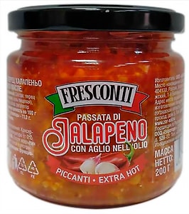 Изображение товара Перец Fresconti Халапеньо дробленый красный с чесноком в масле 200г