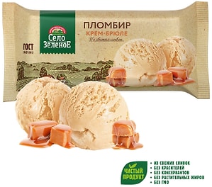 Изображение товара Мороженое Село Зеленое Пломбир Крем-брюле 15% 200г