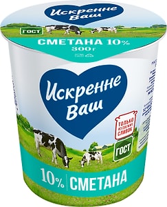 Изображение товара Сметана Искренне Ваш 10% 300г