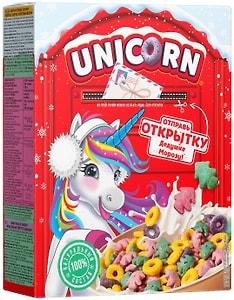 Изображение товара Готовый завтрак Unicorn Радужные колечки с фруктовым вкусом 195г